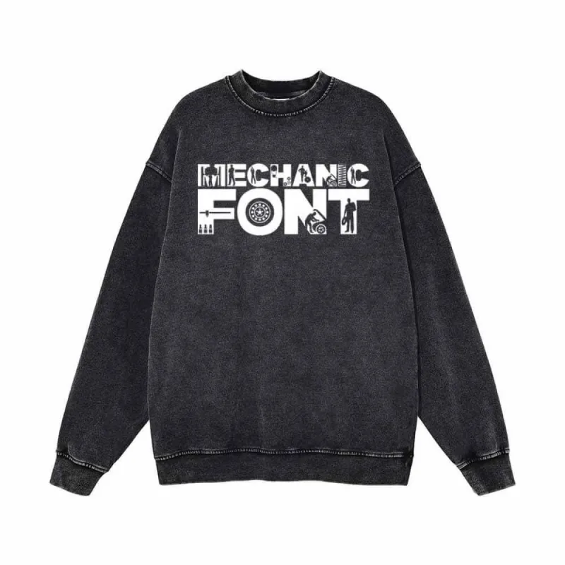 Mechanic Font Wrench Vintage Washed Sweatshirt sold by GTHIC