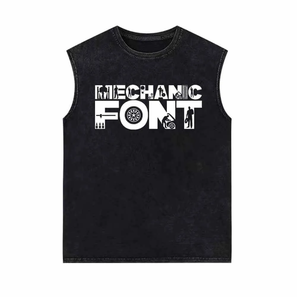 Mechanic Font Wrench Vintage Washed Vest Top sold by GTHIC