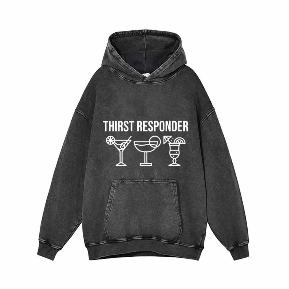 Thirst Responder Cocktail Funny Vintage Washed Hoodie sold by GTHIC
