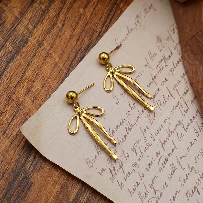 Versatile Tassel Bowknot Stainless Steel Earrings sold by GTHIC product image thumbnail 4