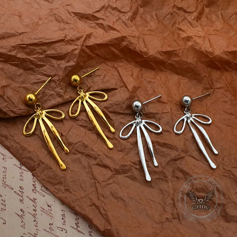 Versatile Tassel Bowknot Stainless Steel Earrings sold by GTHIC