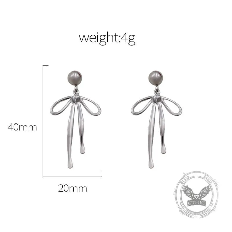 Versatile Tassel Bowknot Stainless Steel Earrings sold by GTHIC product image thumbnail 5