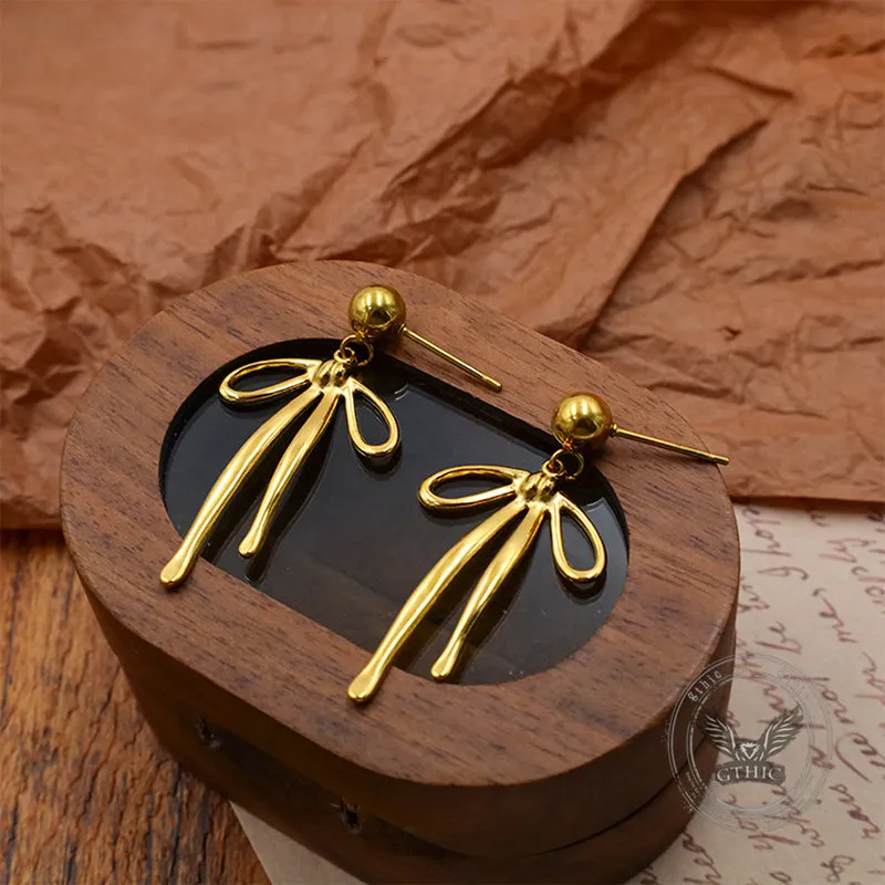 Versatile Tassel Bowknot Stainless Steel Earrings sold by GTHIC product image thumbnail 2