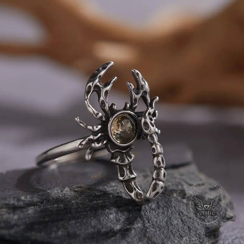 Retro Personality Exaggerated Opal Scorpion Stainless Steel Ring sold by GTHIC product image thumbnail 3