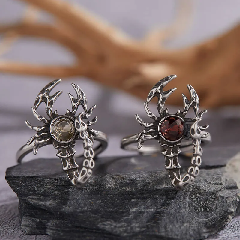 Retro Personality Exaggerated Opal Scorpion Stainless Steel Ring sold by GTHIC