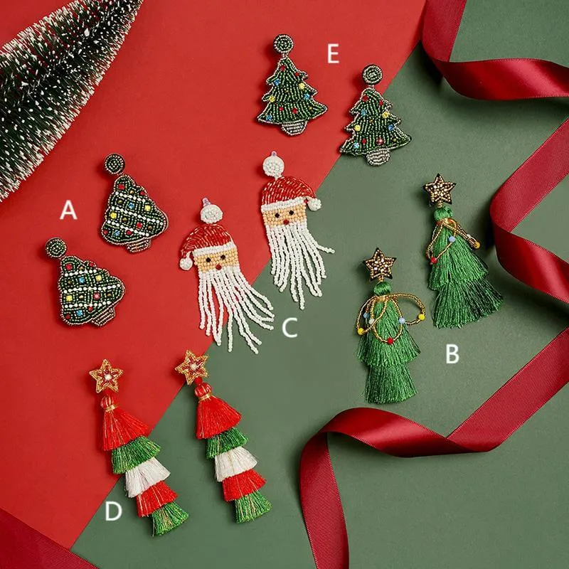 Christmas Tree Santa Cartoon Tassel Rice Bead Earrings sold by GTHIC product image thumbnail 4