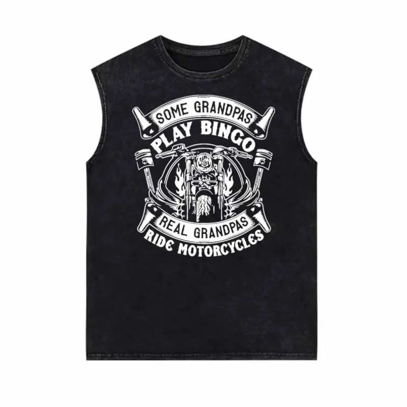 Some Grandpas Play Bingo Motorcycle Print Vest Top sold by GTHIC
