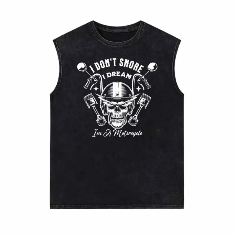 I Don't Snore I Dream Skull Motorcycle Vest Top sold by GTHIC