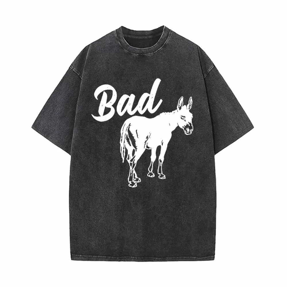 Funny Bad Ass Donkey Pattern Vintage Washed T-shirt sold by GTHIC