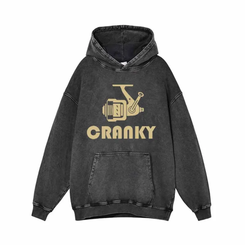 Cranky Fishing Reel Funny Vintage Washed Hoodie sold by GTHIC