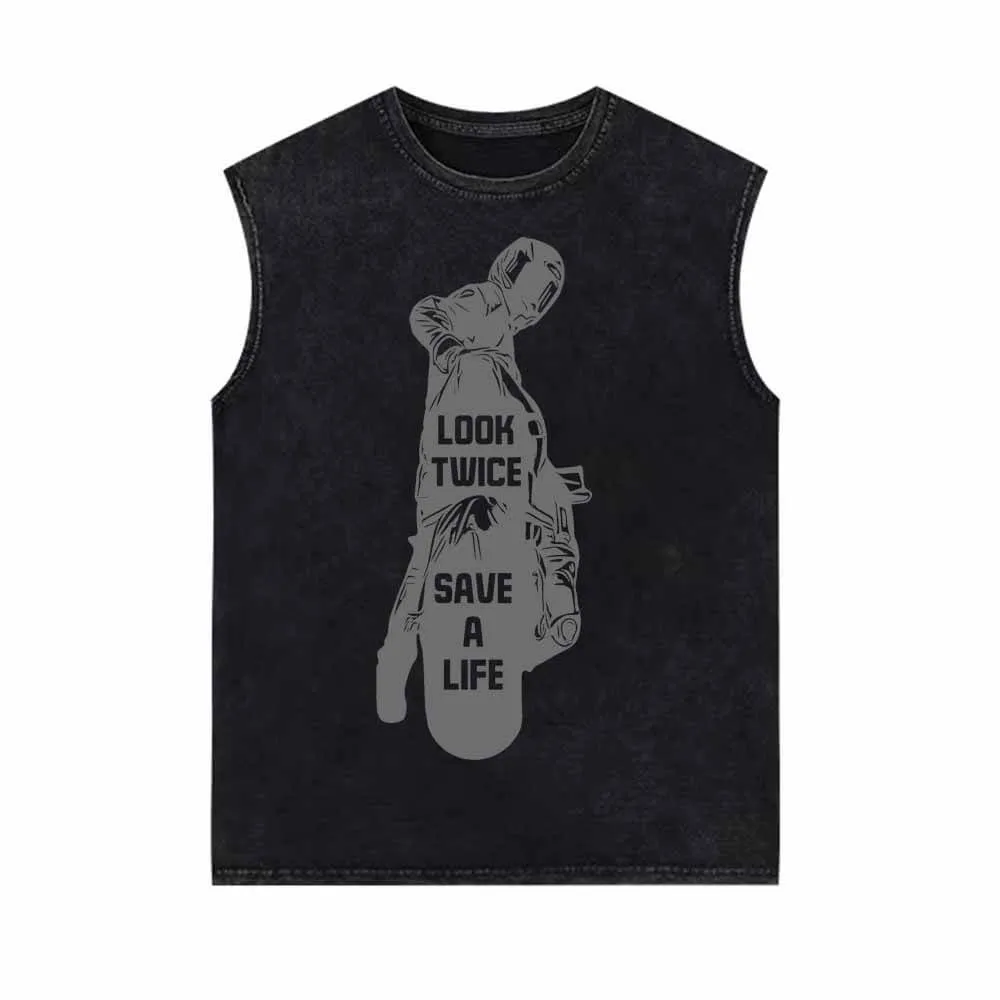 Look Twice Save A Life Motorcycle Biker Vest Top sold by GTHIC