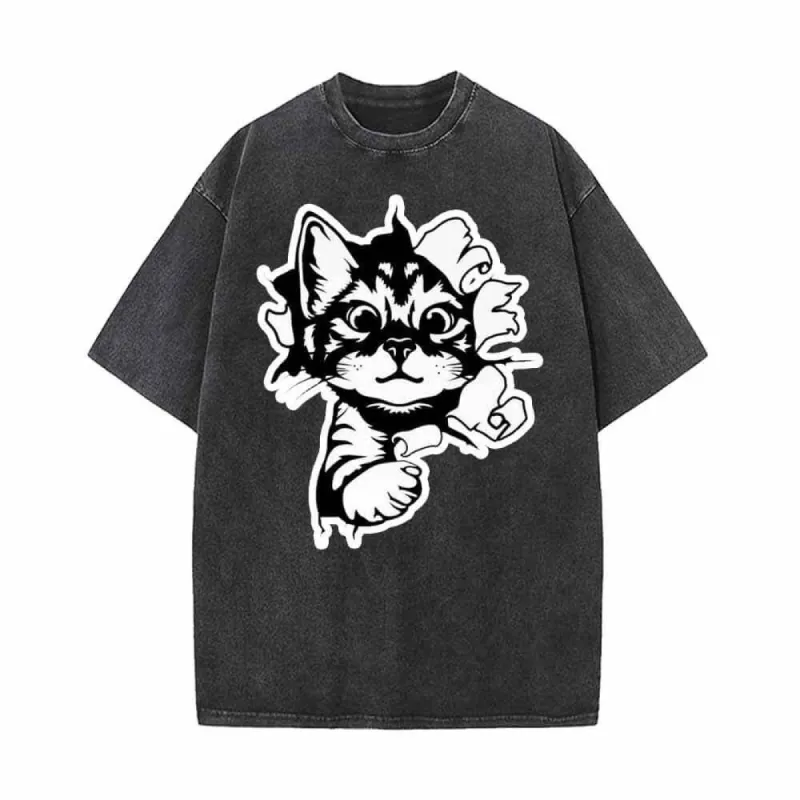 Running Lively Cat On The Wall Vintage Washed T-shirt sold by GTHIC