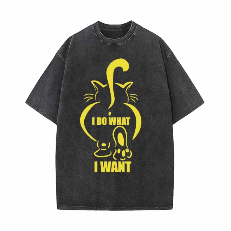 I Do What I Want Fat Cat With Tail Up Print T-shirt made by GTHIC