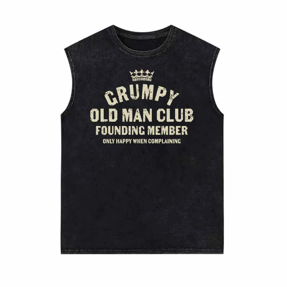 Grumpy Old Man Club Founding Member Vintage Washed Vest Top sold by GTHIC