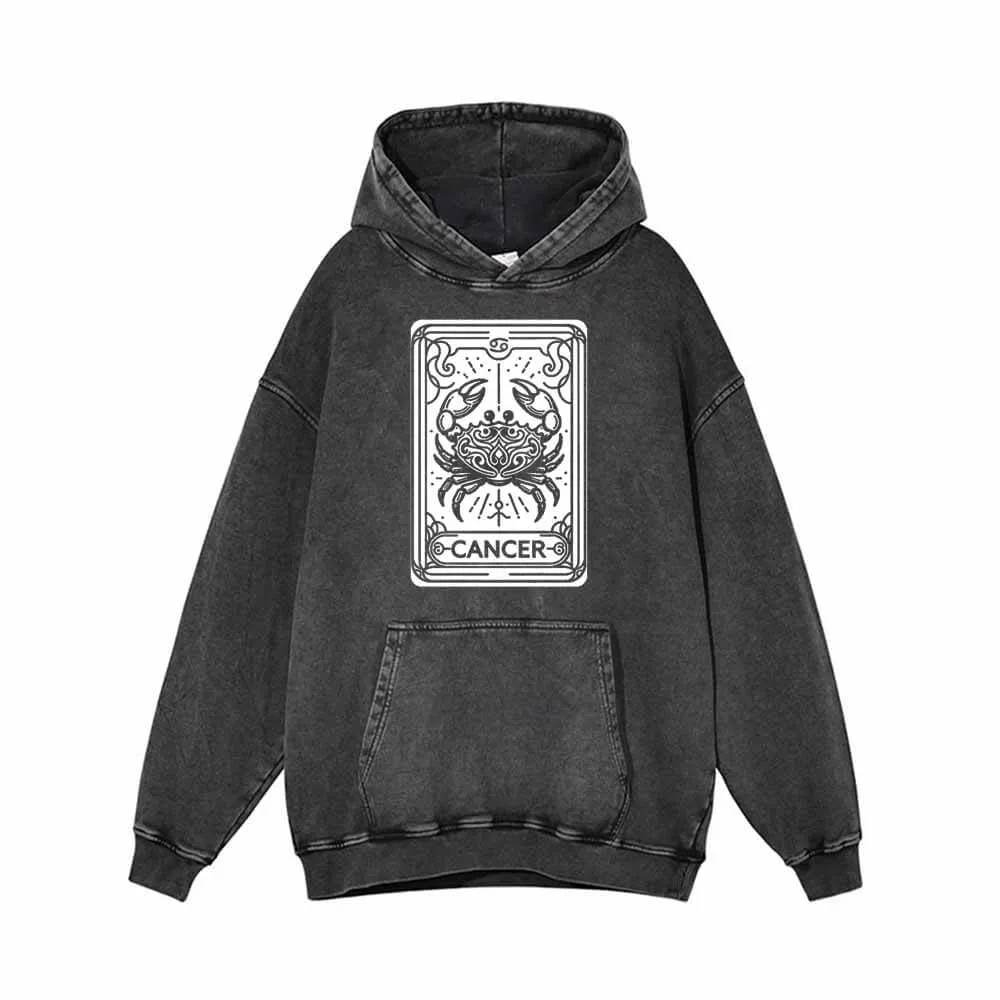 Cancer Tarot Card Horoscope Vintage Washed Hoodie sold by GTHIC