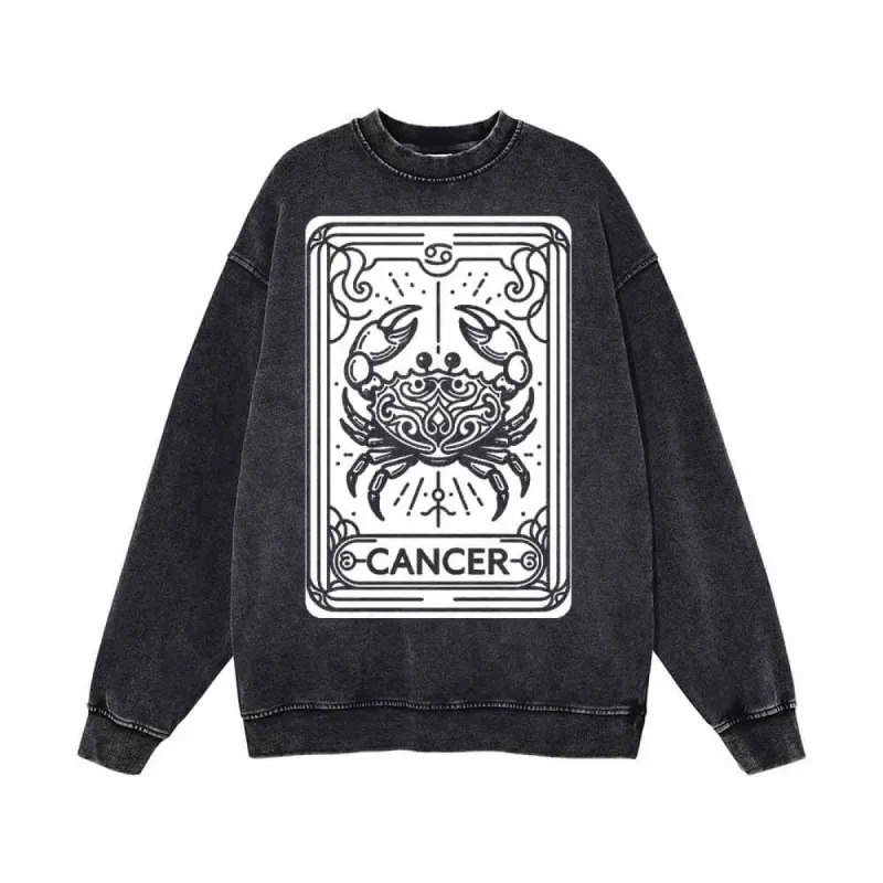Cancer Tarot Card Horoscope Vintage Washed Sweatshirt sold by GTHIC