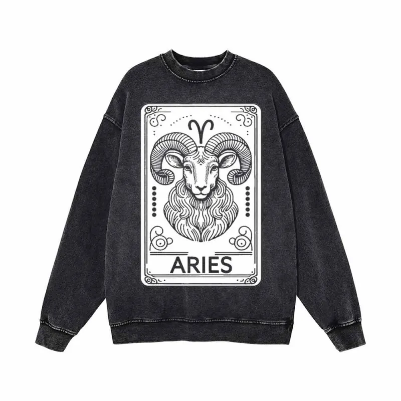 Aries Tarot Card Horoscope Vintage Washed Sweatshirt sold by GTHIC