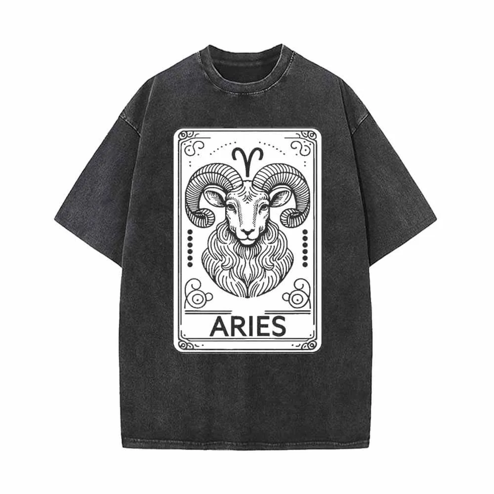 Aries Tarot Card Horoscope Vintage Washed T-shirt sold by GTHIC