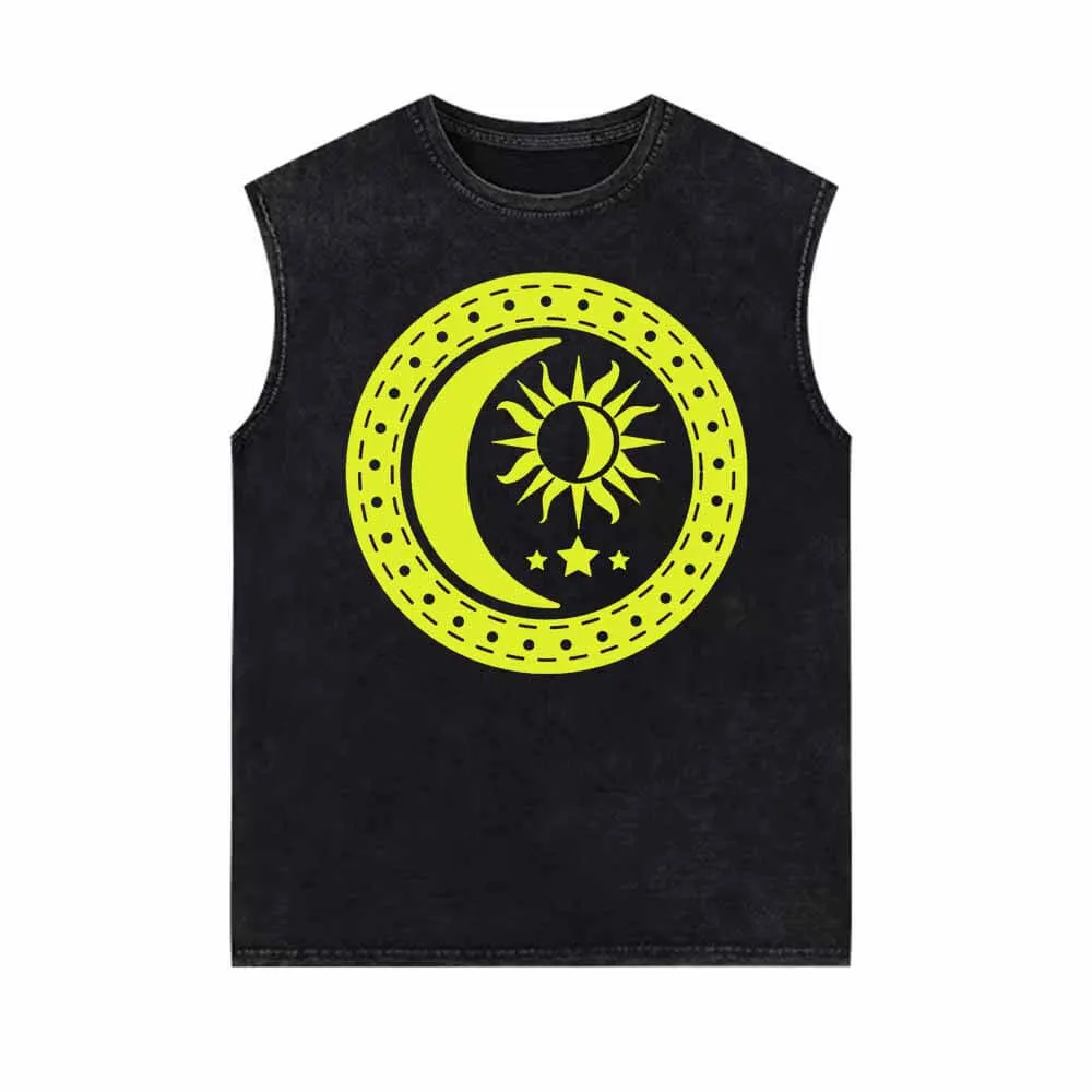 Celestial Sun Moon And Star Vintage Washed Vest Top sold by GTHIC