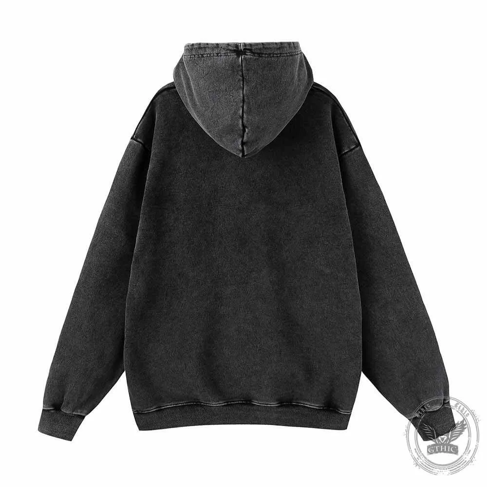 Sunflower And Moon Pattern Vintage Washed Hoodie sold by GTHIC product image thumbnail 2