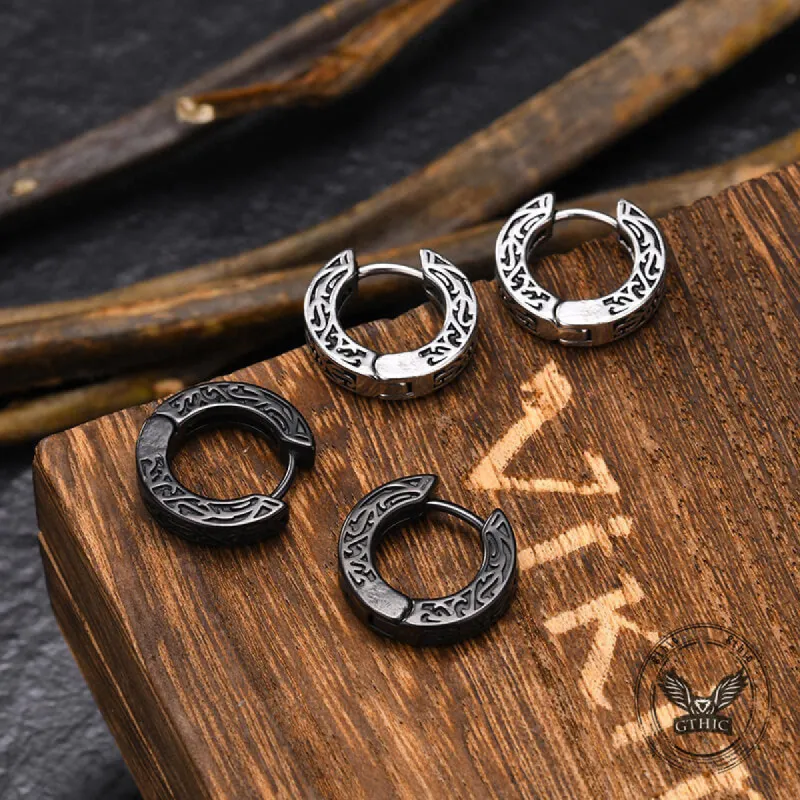 Vintage Hip-hop Pattern Stainless Steel Hoop Earrings made by GTHIC