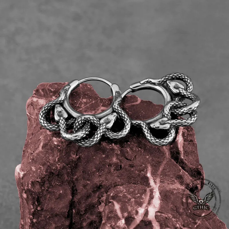 Double Snake Wrapped Stainless Steel Earrings sold by GTHIC product image thumbnail 3