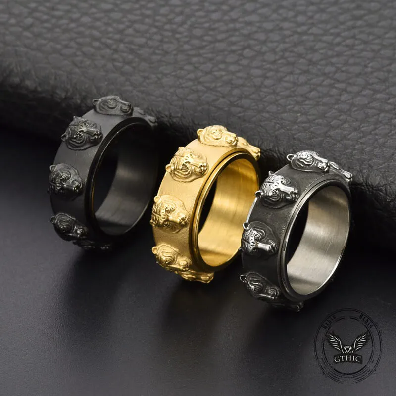 Punk Tiger Head Stainless Steel Spinner Ring sold by GTHIC