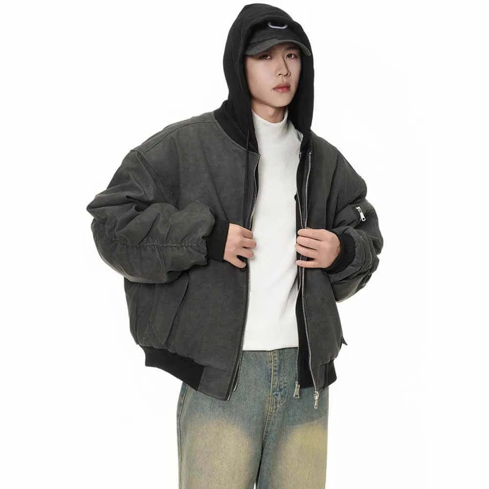 Double Layer Zipper PU Leather Textured Hoodie Jacket sold by GTHIC