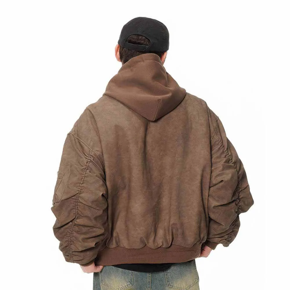 Double Layer Zipper PU Leather Textured Hoodie Jacket sold by GTHIC product image thumbnail 4