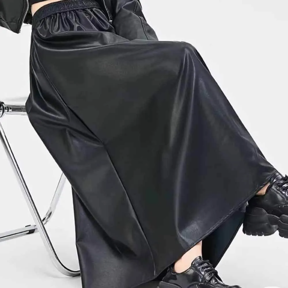 Women's High Waist PU Leather Long Pleated A Line Skirt sold by GTHIC product image thumbnail 2