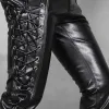 Punk Lace-Up Design Slim Fit PU Patchwork Pants sold by GTHIC