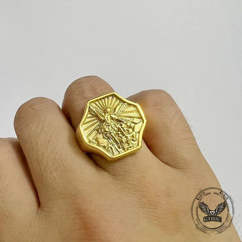 Vintage Archangel Saint Michael Stainless Steel Ring sold by GTHIC product image thumbnail 2