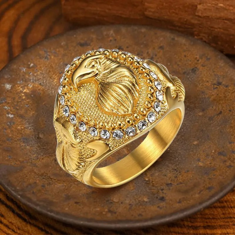 Hip Hop Eagle Rhinestone Stainless Steel Animal Ring sold by GTHIC product image thumbnail 3