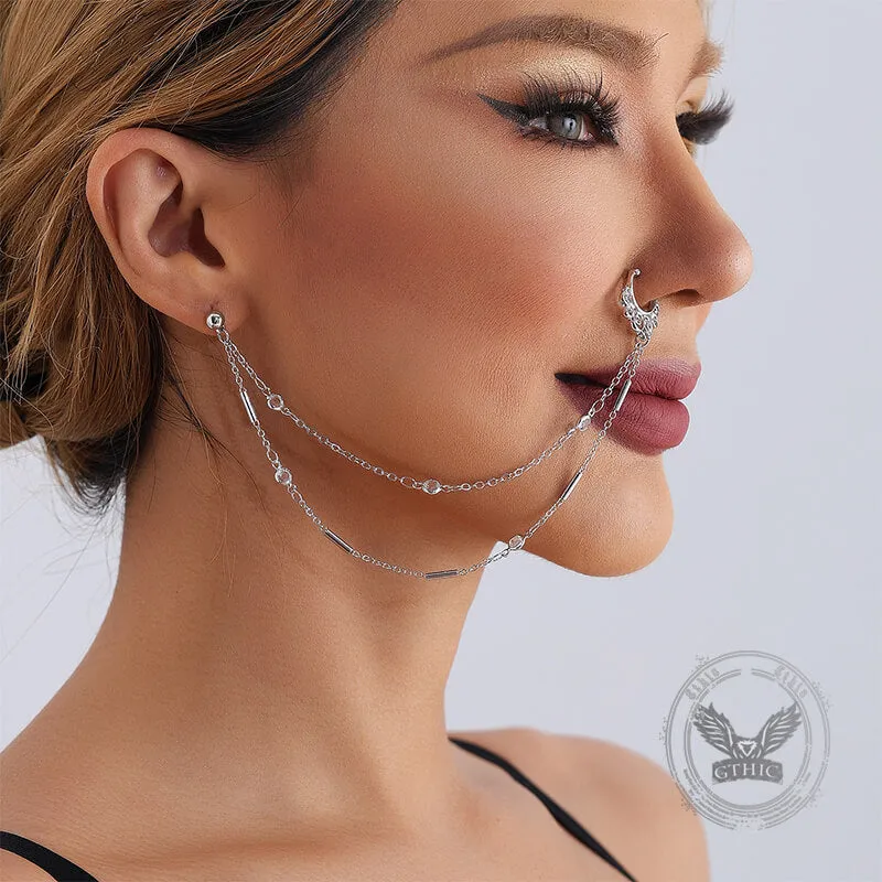 Punk Integrated Design Tassel Titanium Chain Earrings Nose Clip sold by GTHIC product image thumbnail 3