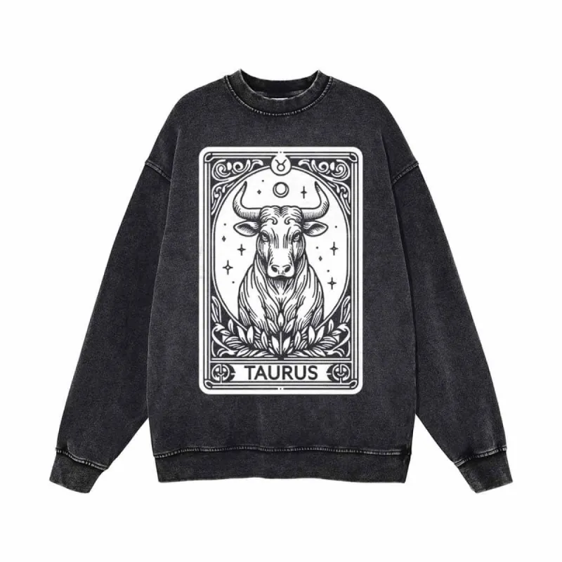 Taurus Tarot Card Horoscope Vintage Washed Sweatshirt sold by GTHIC