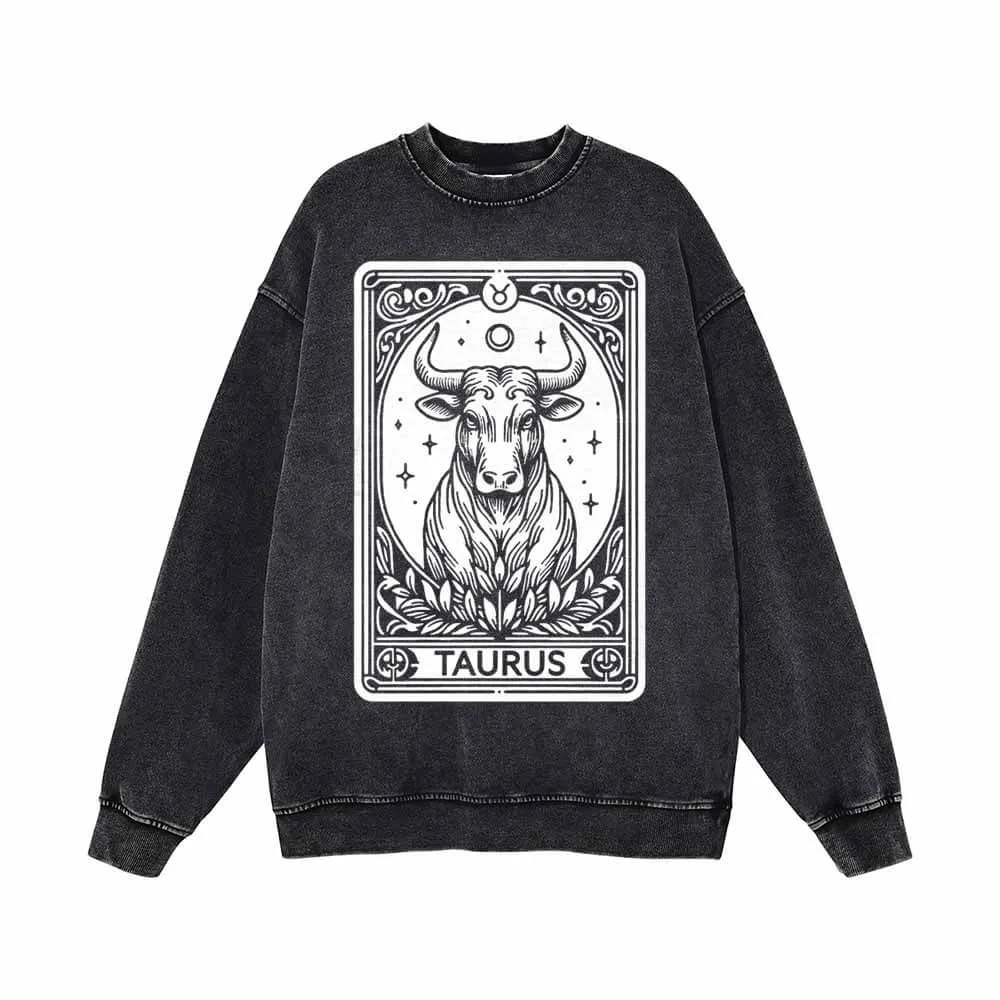 Taurus Tarot Card Horoscope Vintage Washed Sweatshirt sold by GTHIC