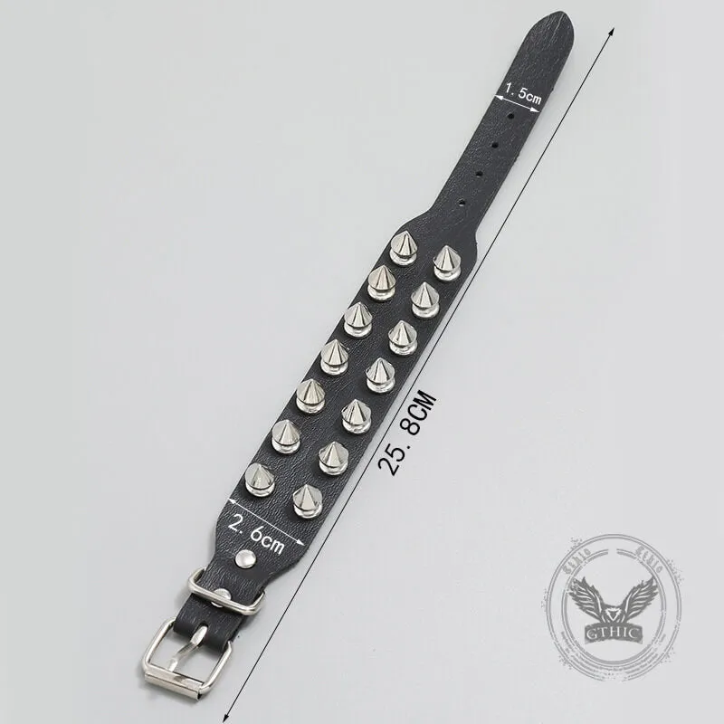 Punk Rock 2 Row Spiked Leather Bracelet sold by GTHIC product image thumbnail 5