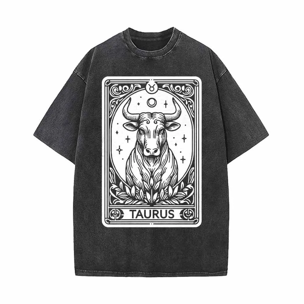 Taurus Tarot Card Horoscope Vintage Washed T-shirt sold by GTHIC