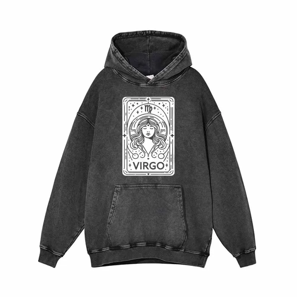 Virgo Tarot Card Horoscope Vintage Washed Hoodie sold by GTHIC
