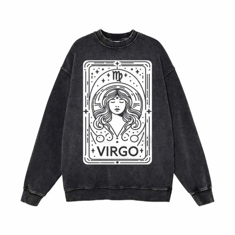 Virgo Tarot Card Horoscope Vintage Washed Sweatshirt sold by GTHIC