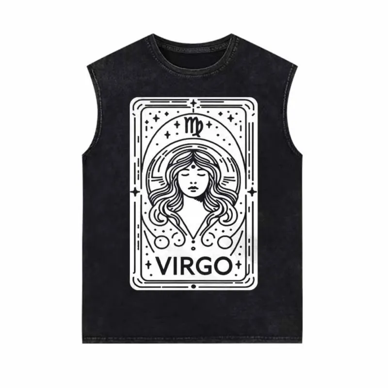 Virgo Tarot Card Horoscope Vintage Washed Vest Top sold by GTHIC