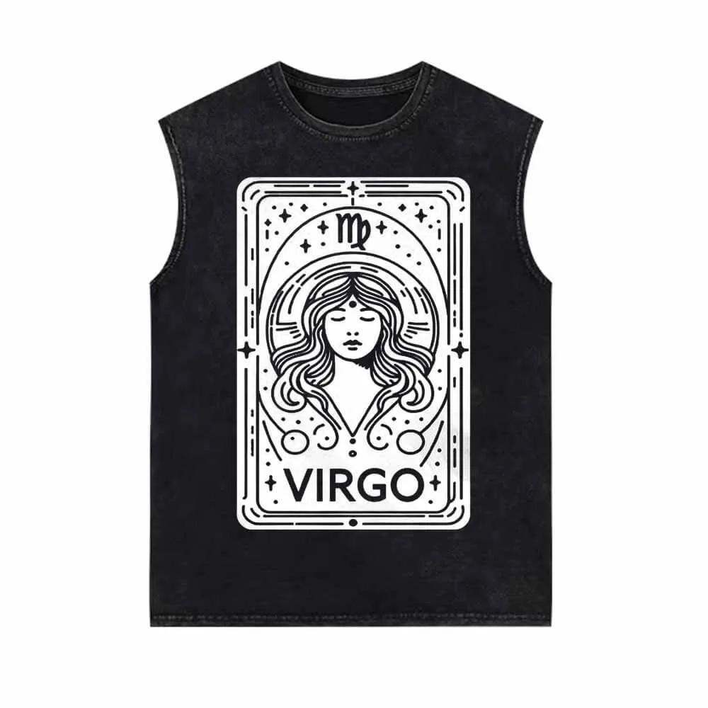 Virgo Tarot Card Horoscope Vintage Washed Vest Top sold by GTHIC