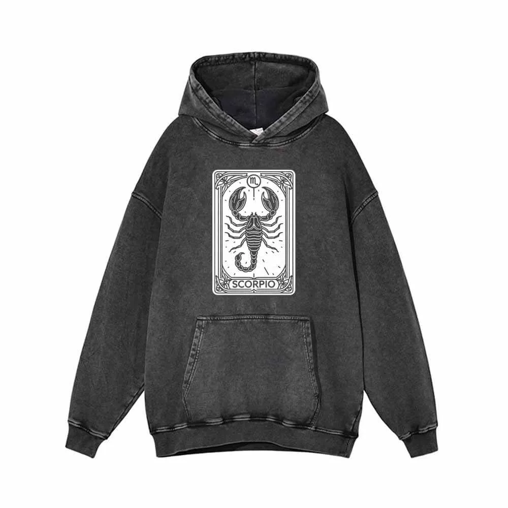 Scorpio Tarot Card Horoscope Vintage Washed Hoodie sold by GTHIC