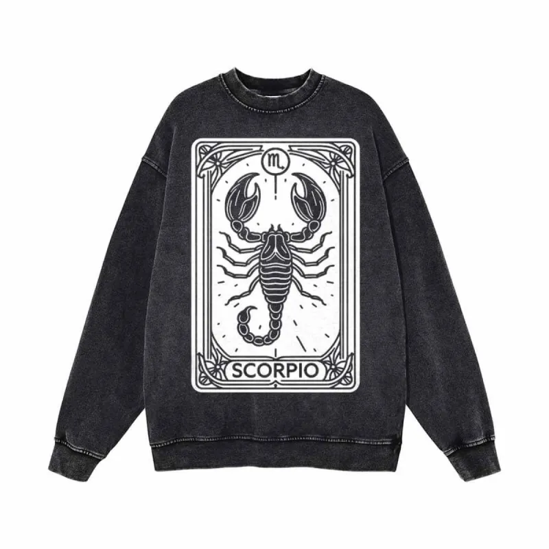Scorpio Tarot Card Horoscope Vintage Washed Sweatshirt sold by GTHIC