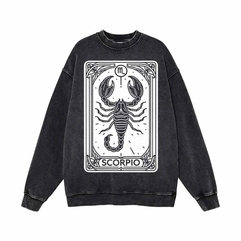 Scorpio Tarot Card Horoscope Vintage Washed Sweatshirt sold by GTHIC