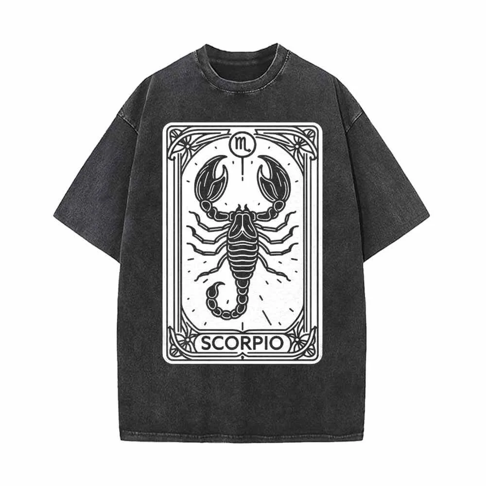 Scorpio Tarot Card Horoscope Vintage Washed T-shirt sold by GTHIC