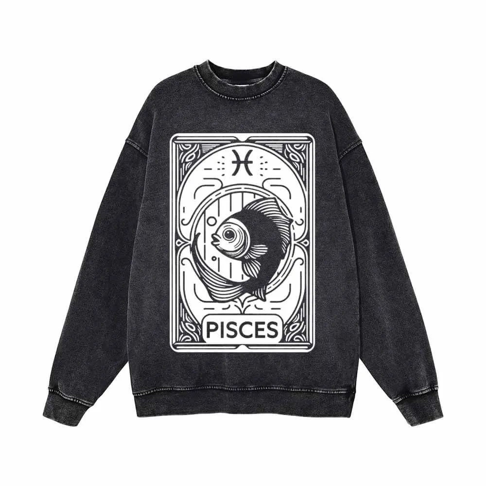 Pisces Tarot Card Horoscope Vintage Washed Sweatshirt sold by GTHIC