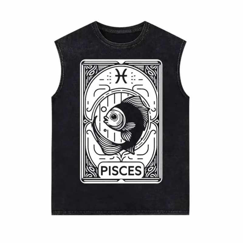 Pisces Tarot Card Horoscope Vintage Washed Vest Top sold by GTHIC