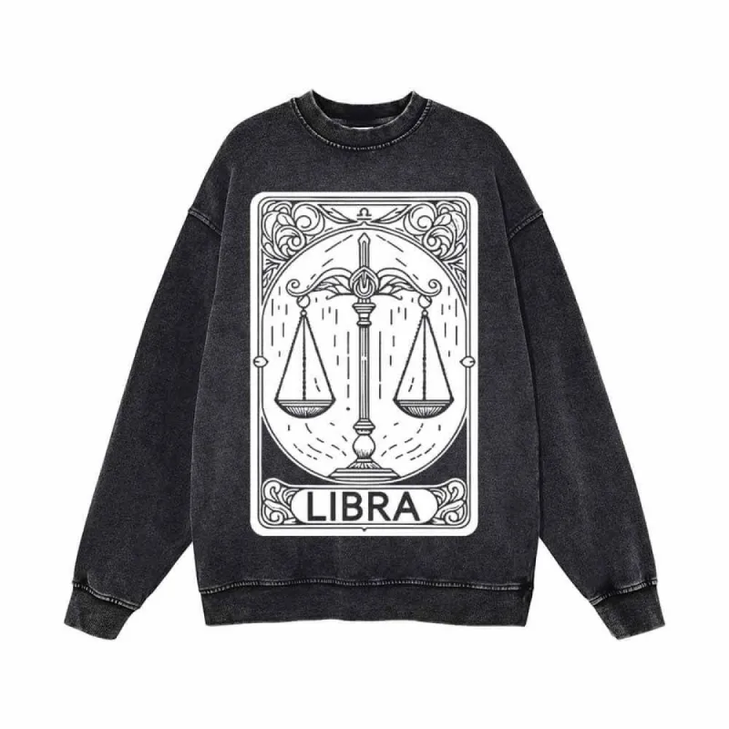 Libra Tarot Card Horoscope Vintage Washed Sweatshirt sold by GTHIC