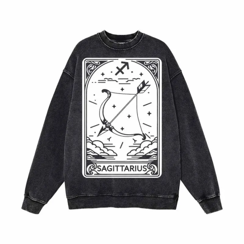 Sagittarius Tarot Card Horoscope Vintage Washed Sweatshirt sold by GTHIC